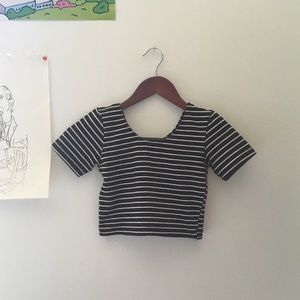 american apparel black and white striped crop top